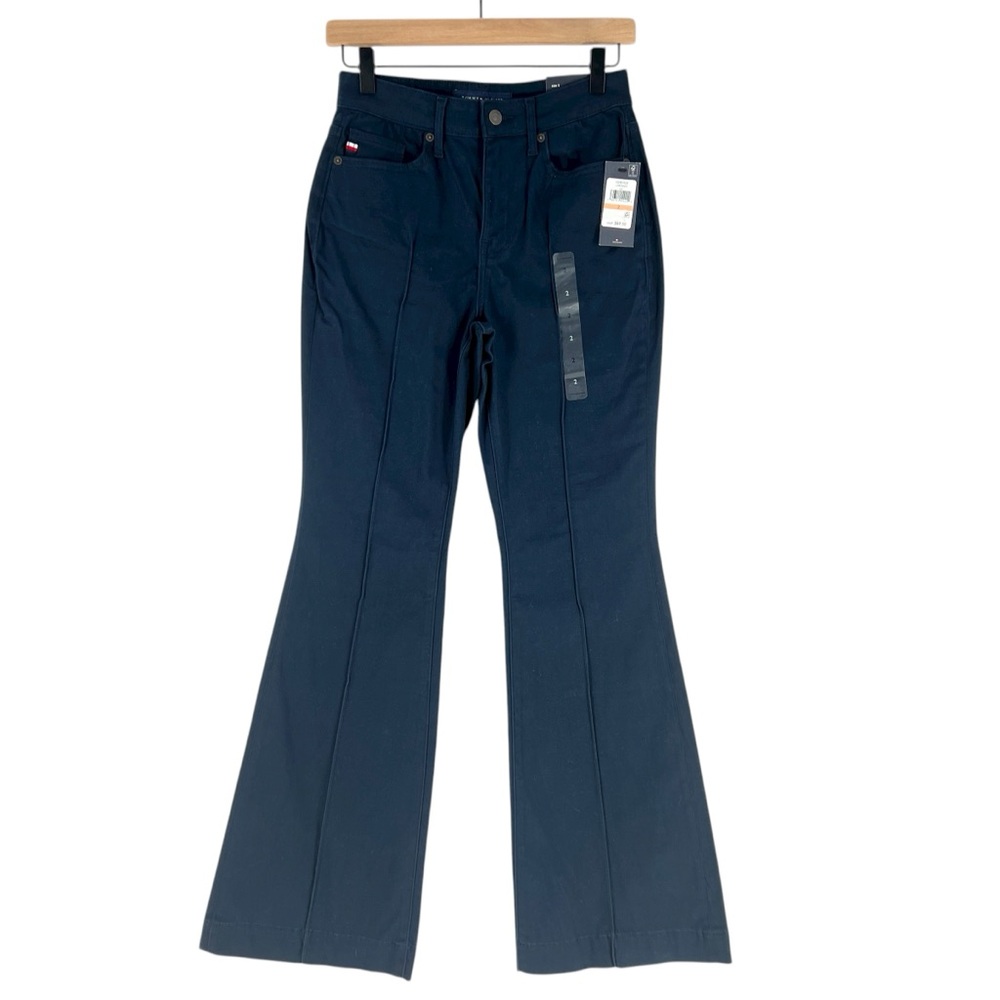 Tommy Hilfiger Lafayette Navy‎ Blue Stretch High Rise Flare Pants NWT Size 2